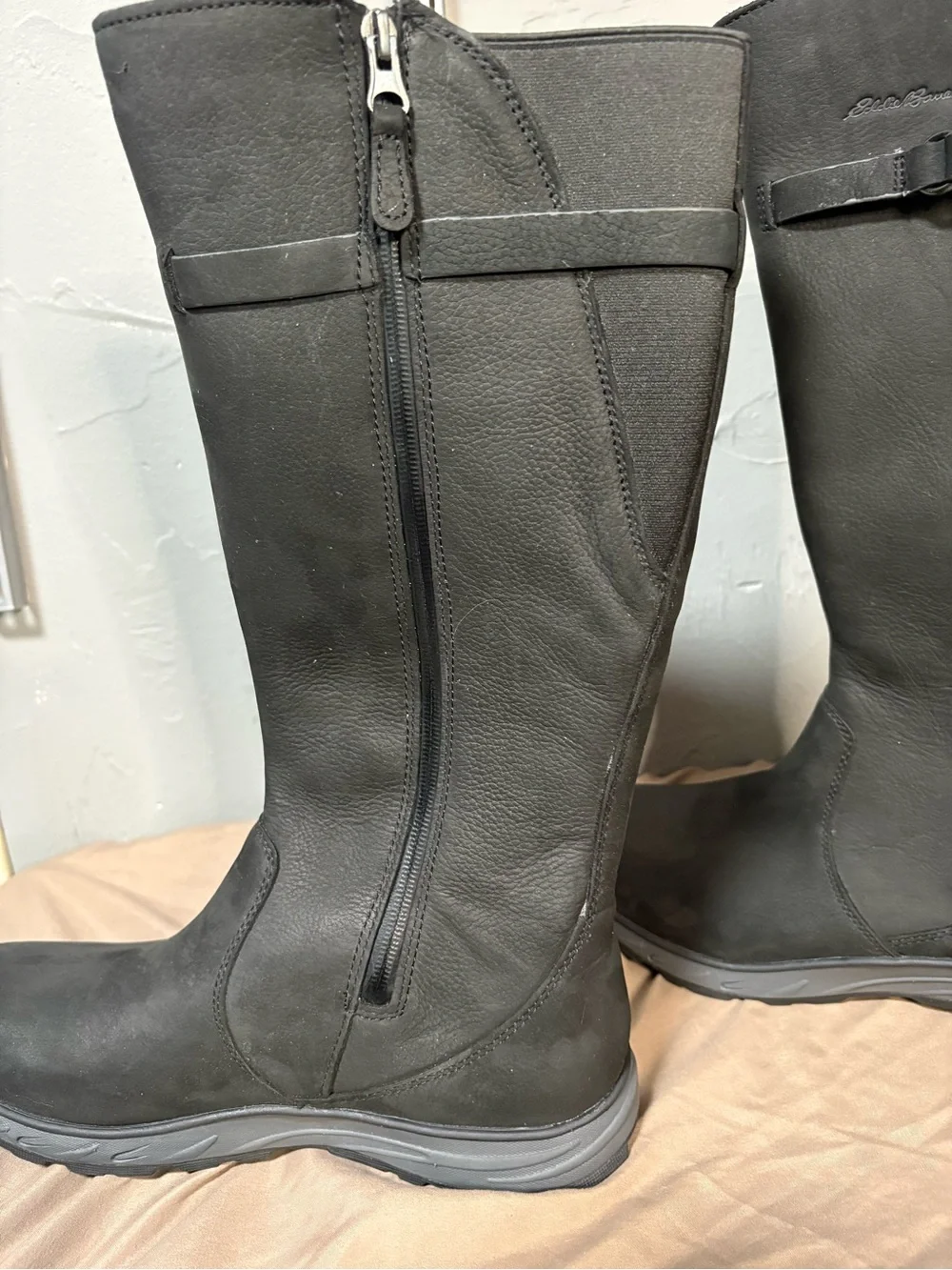 Eddie Bauer Black Tall Winter Rain Boots with Calf Buckle